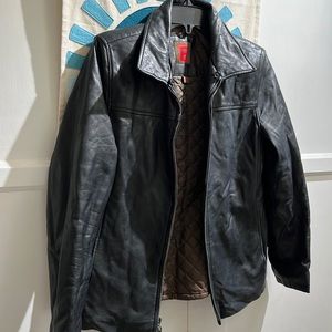 Womens Bernardo Collection Black leather Jacket with collar Size Small